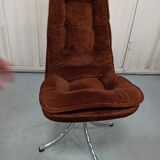 Set of 6 chrome velvet bucket chairs from the 70s