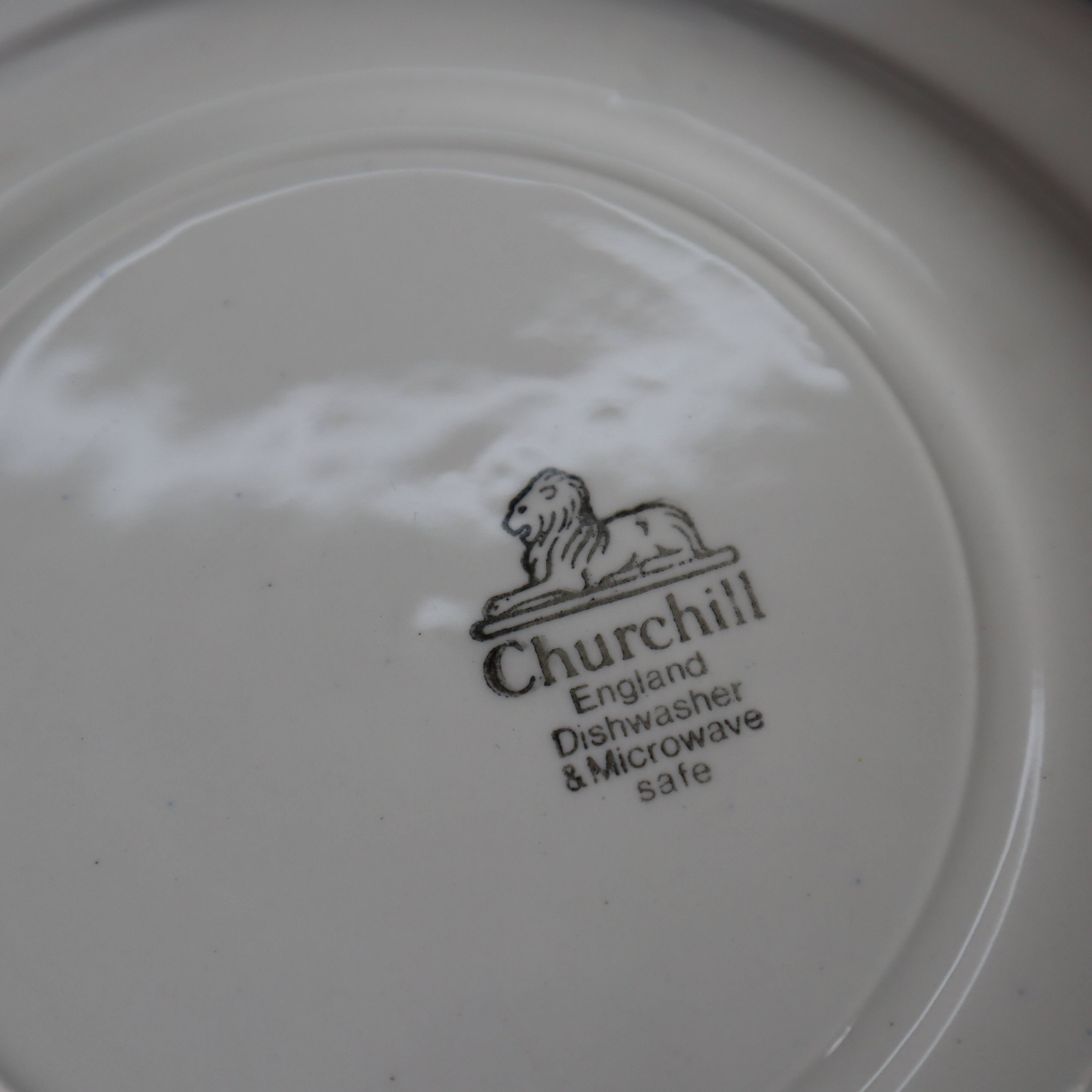 4 old flat plates stamped Churchill