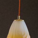 Old french ceiling light in opalescent and orange glass, french pendant light - circa 1960