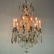 Silver bronze cage chandelier with crystal grapevines circa 1900