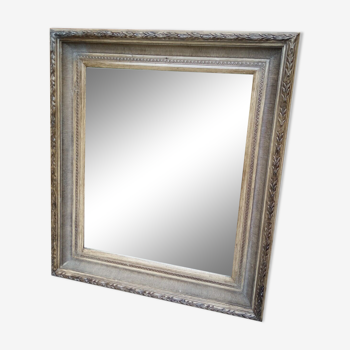 Patinated wall mirror gray with beveled ice, 80 x 70 cm