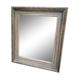Patinated wall mirror gray with beveled ice, 80 x 70 cm