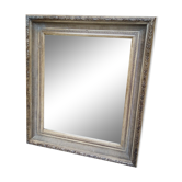 Patinated wall mirror gray with beveled ice, 80 x 70 cm