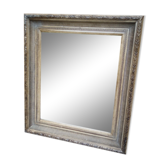 Patinated wall mirror gray with beveled ice, 80 x 70 cm