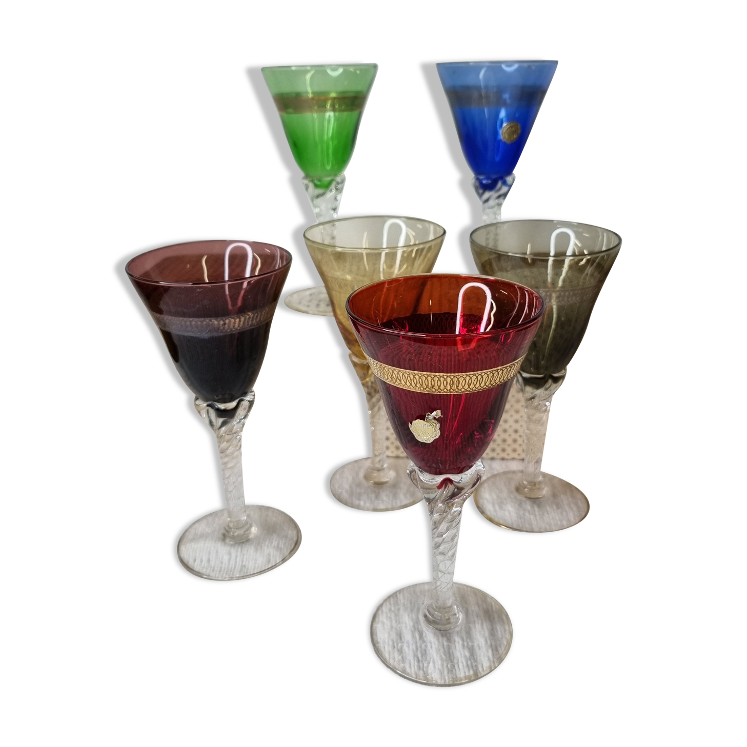 6 Murano wine glasses