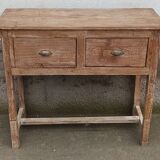 Deep console in old wood with two drawers