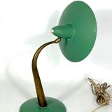 Mid-cenrury Italian Modern brass and green lacquer table lamp from 50s