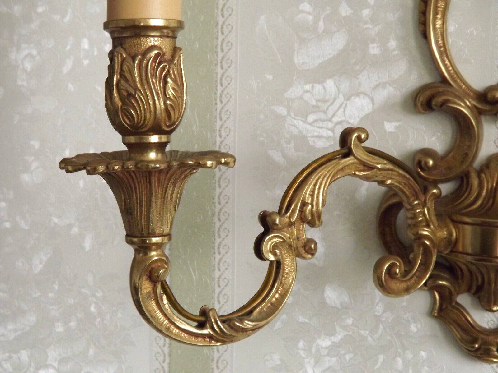 Large Vintage French Bronze Open Back Design Leaf Detail Double Wall Light 4740