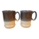 Duo de tasses, mug en grès anglais émaillé artisanal. Belle taille