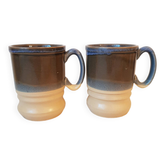 Duo of cups, handcrafted enamelled English stoneware mug. Nice size