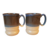 Duo de tasses, mug en grès anglais émaillé artisanal. Belle taille