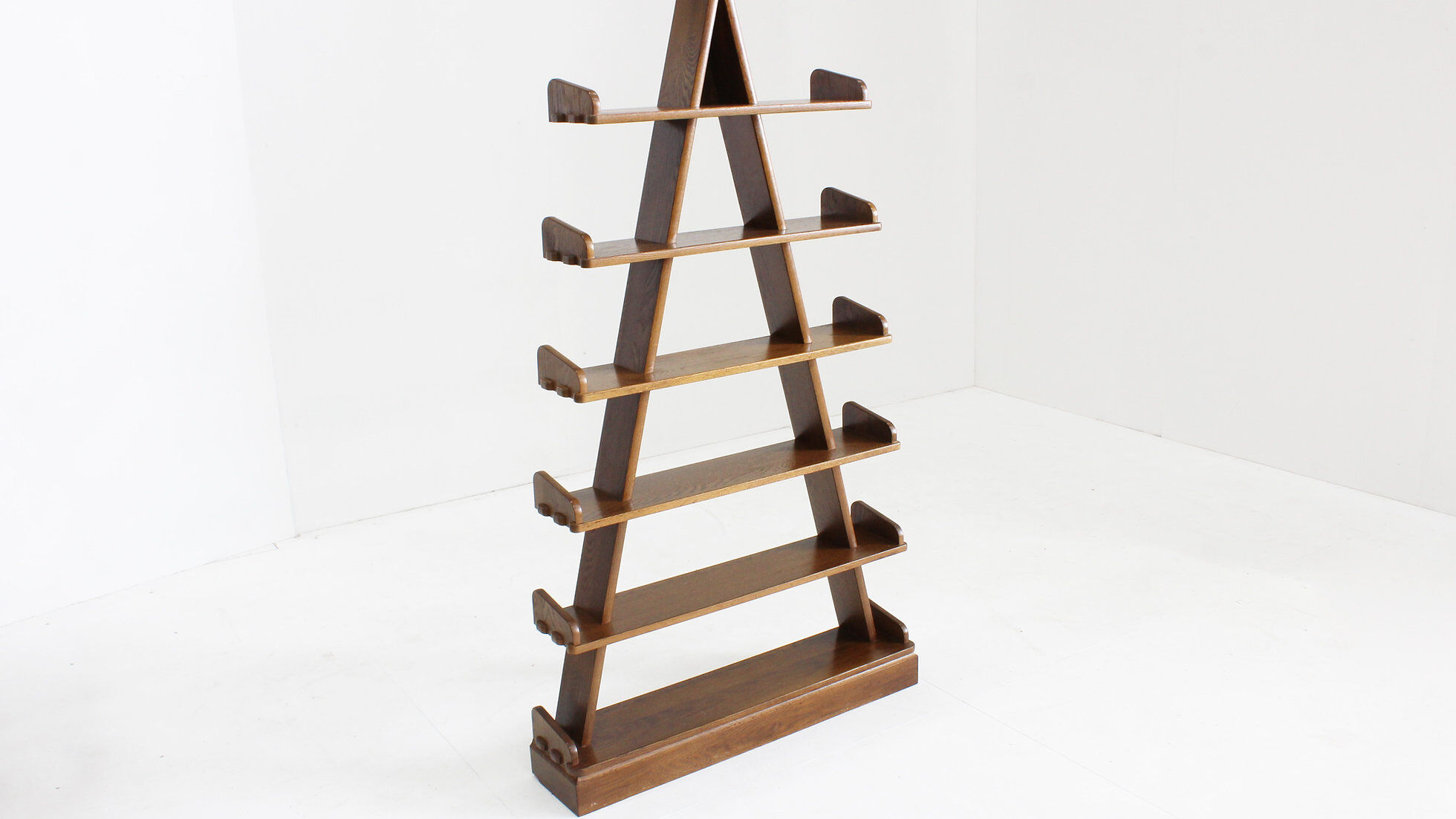 Vintage brutalist pyramid shelving unit bookcase