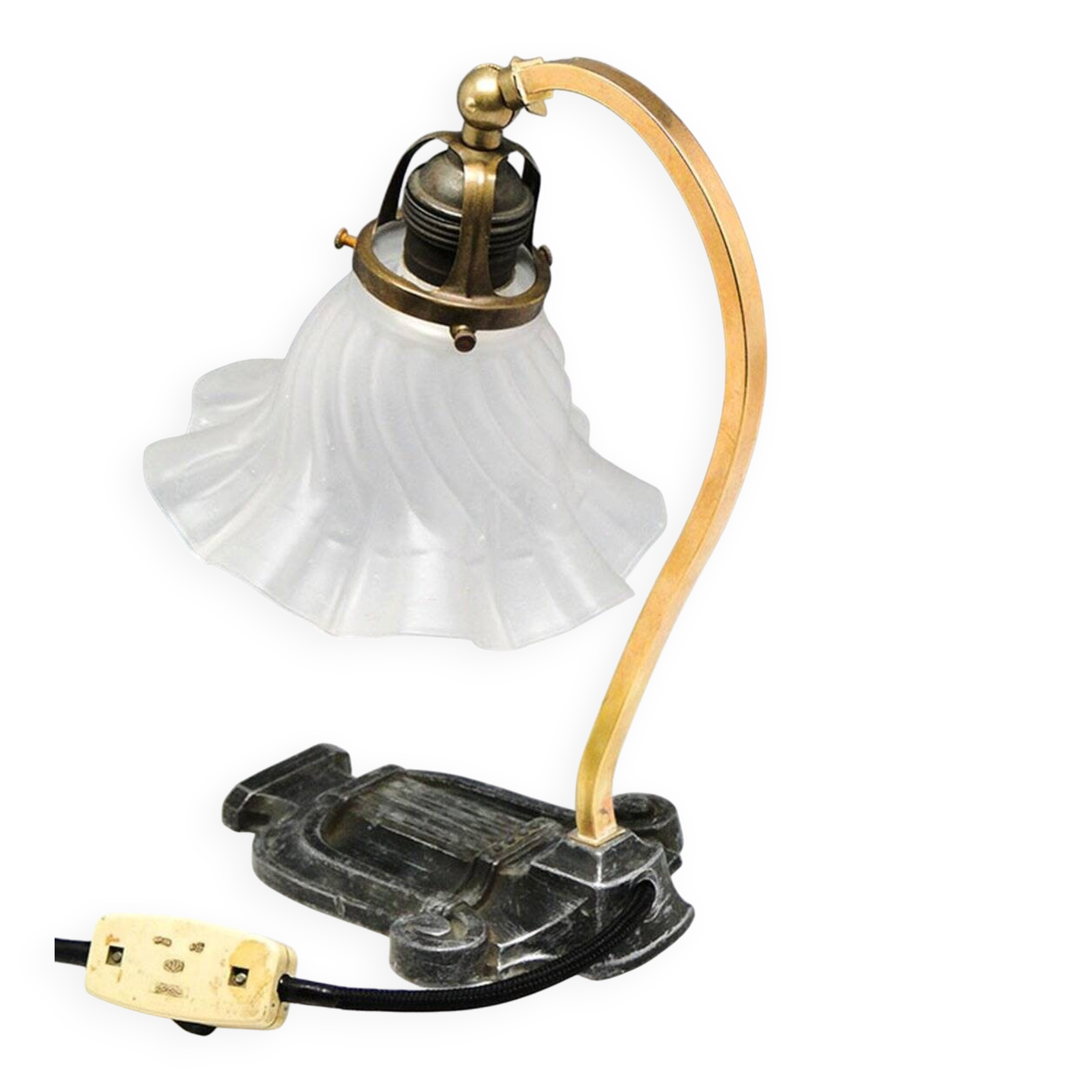 Lampe de chevet en verre et métal Art Nouveau du début du 20e siècle, Autriche, années 1890.