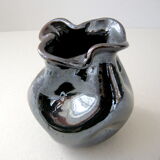 Vintage vase black iridescent 1950