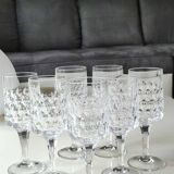 Set of 7 wine glasses. Peill & Putzler. Granada model. Crystal.