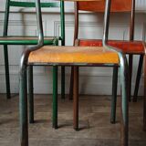 4 mismatched metal & wood chairs