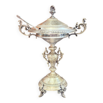 Coupe en argent ancien, saupoudreuse en nickel argenté suédois avec cuillère Östberg