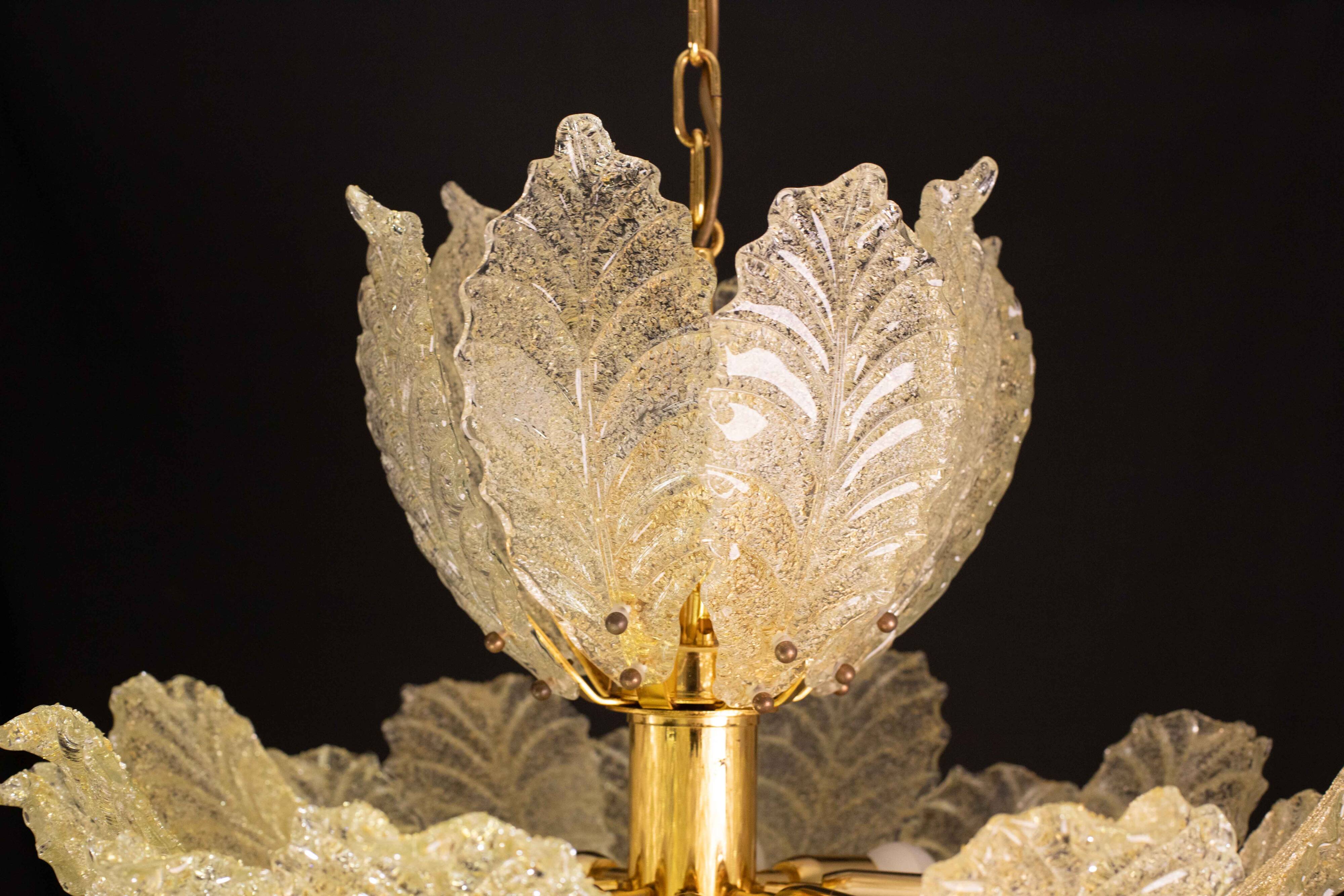 Extraordinary large size gold vintage Murano glass chandelier, 1970