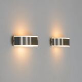 Stainless steel and glass wall lamp by Glashütte Limburg, 1970s Germany.