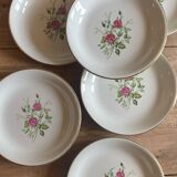 Set of 6 vintage flat plates - Pompadour de Gien