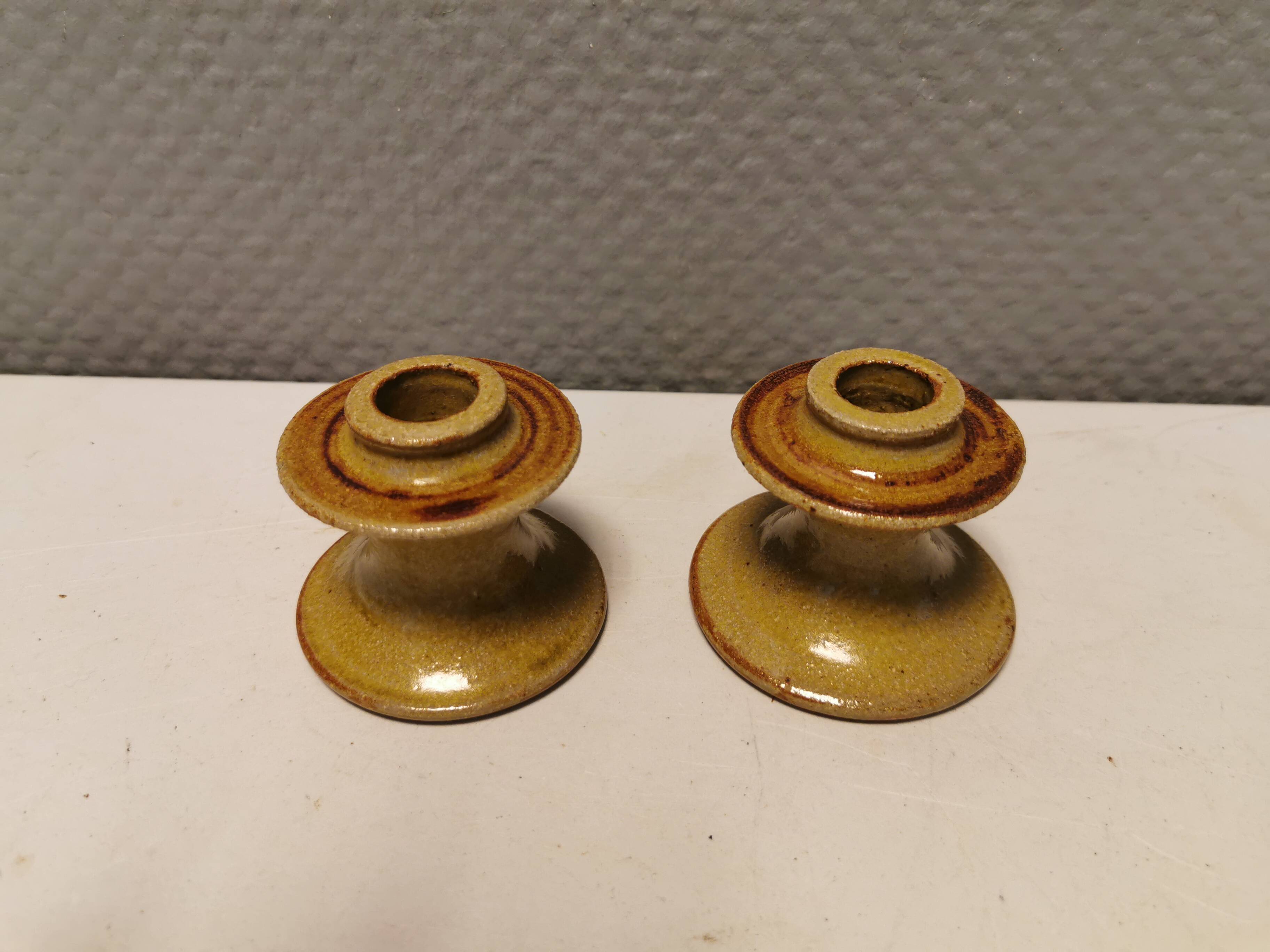 A set of ceramic candlesticks by L.Hjort Denmark 1970s.