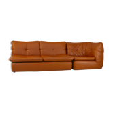 Imitation leather sofa "caramel". Convertible. France, circa 1990