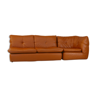 Imitation leather sofa "caramel". Convertible. France, circa 1990