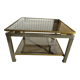 Table bout de canapé acier bicolore Guy Lefèvre Maison Jansen an 70