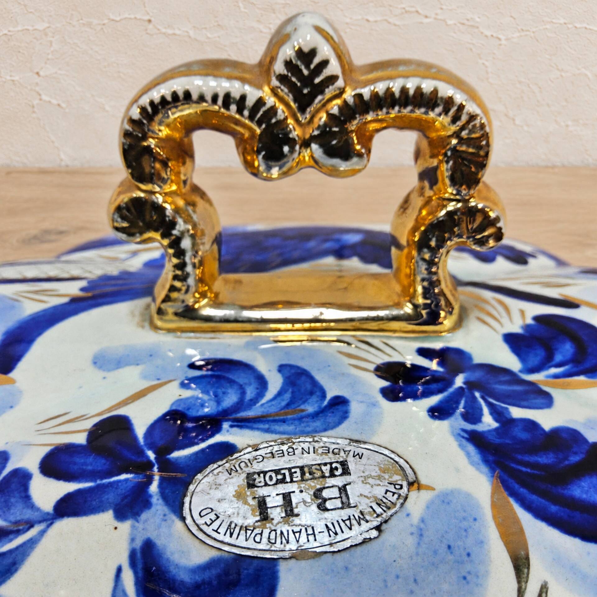 Vintage bonbonniere H. Bequet blue birds hand-painted