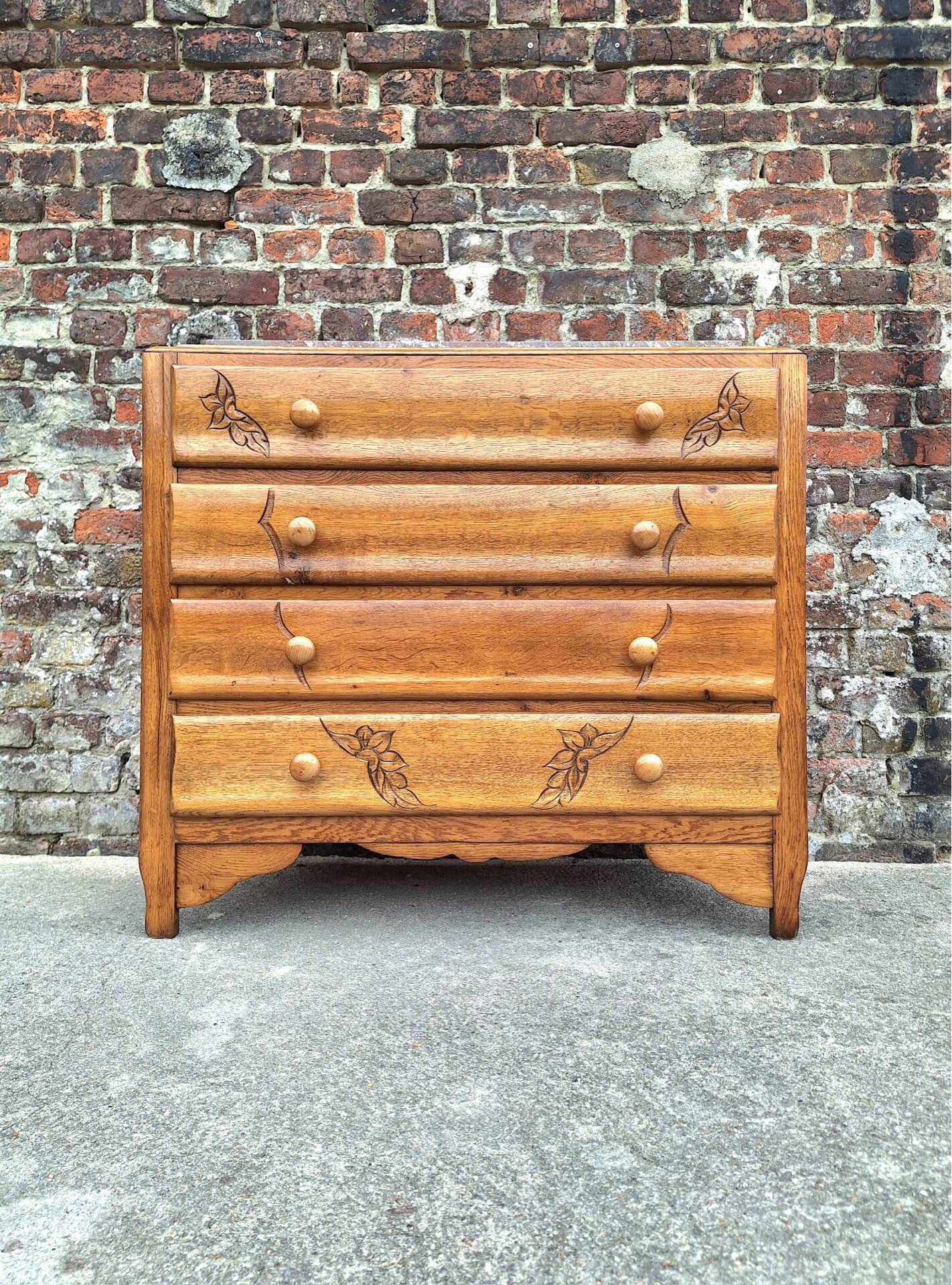 Art Deco commode, vintage antique piece with marble top.