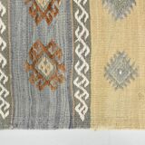 Light Green Striped Vintage Kilim Runner Rug, 63x180Cm