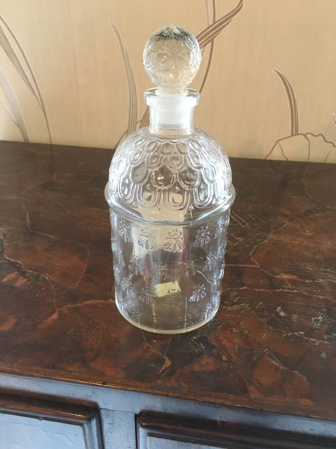 Old Guerlain perfume bottle engraved glass bees