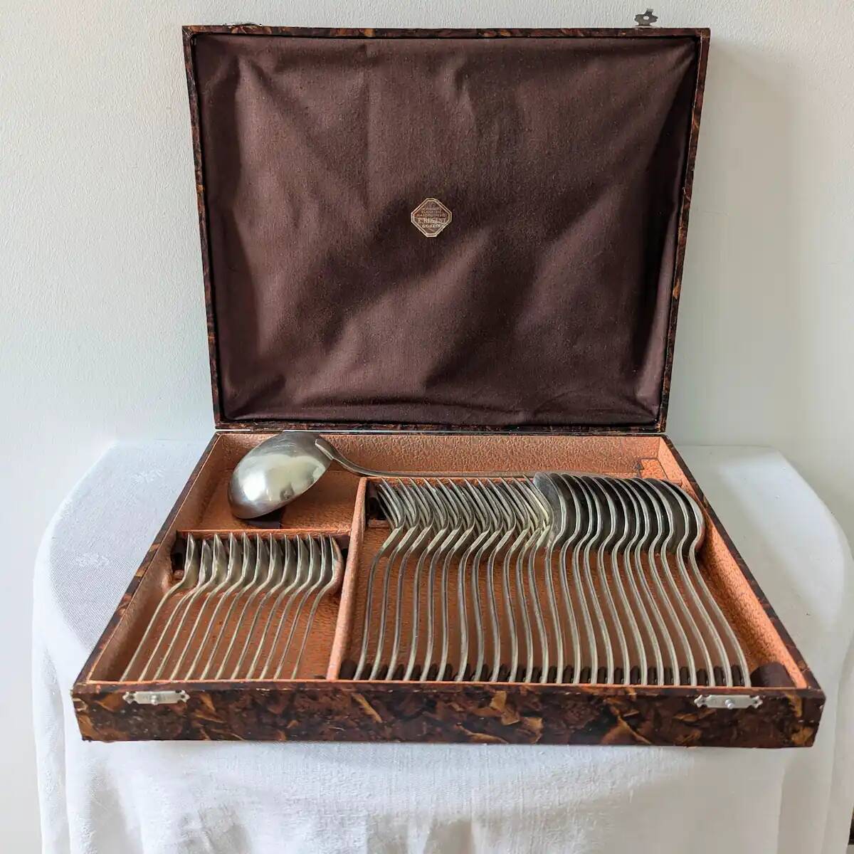 Antique Apollo silver-plated cutlery set 84g – Art Deco 37 pieces