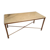 Table basse années 60 en laitin et marbre