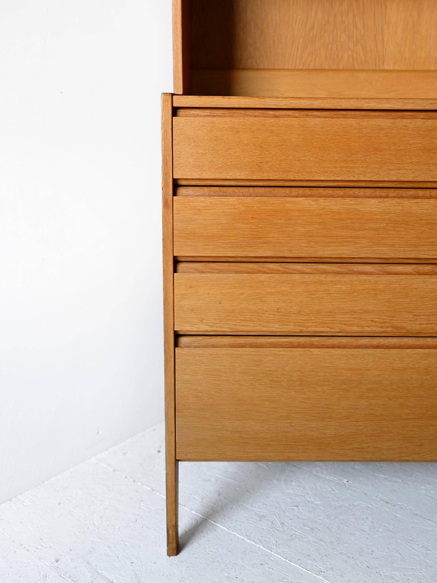 Scandinavian oak bookcase cabinet