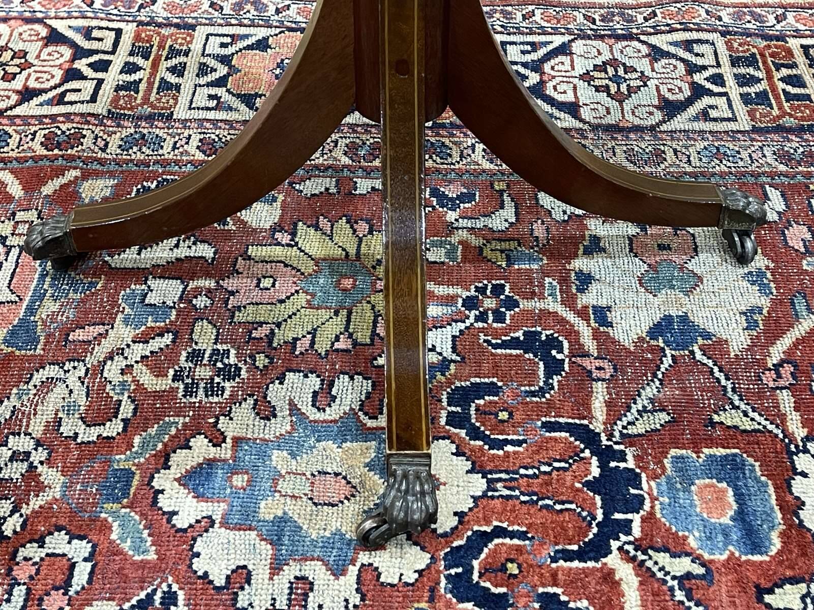 1950s English pedestal table in mahogany and leather top