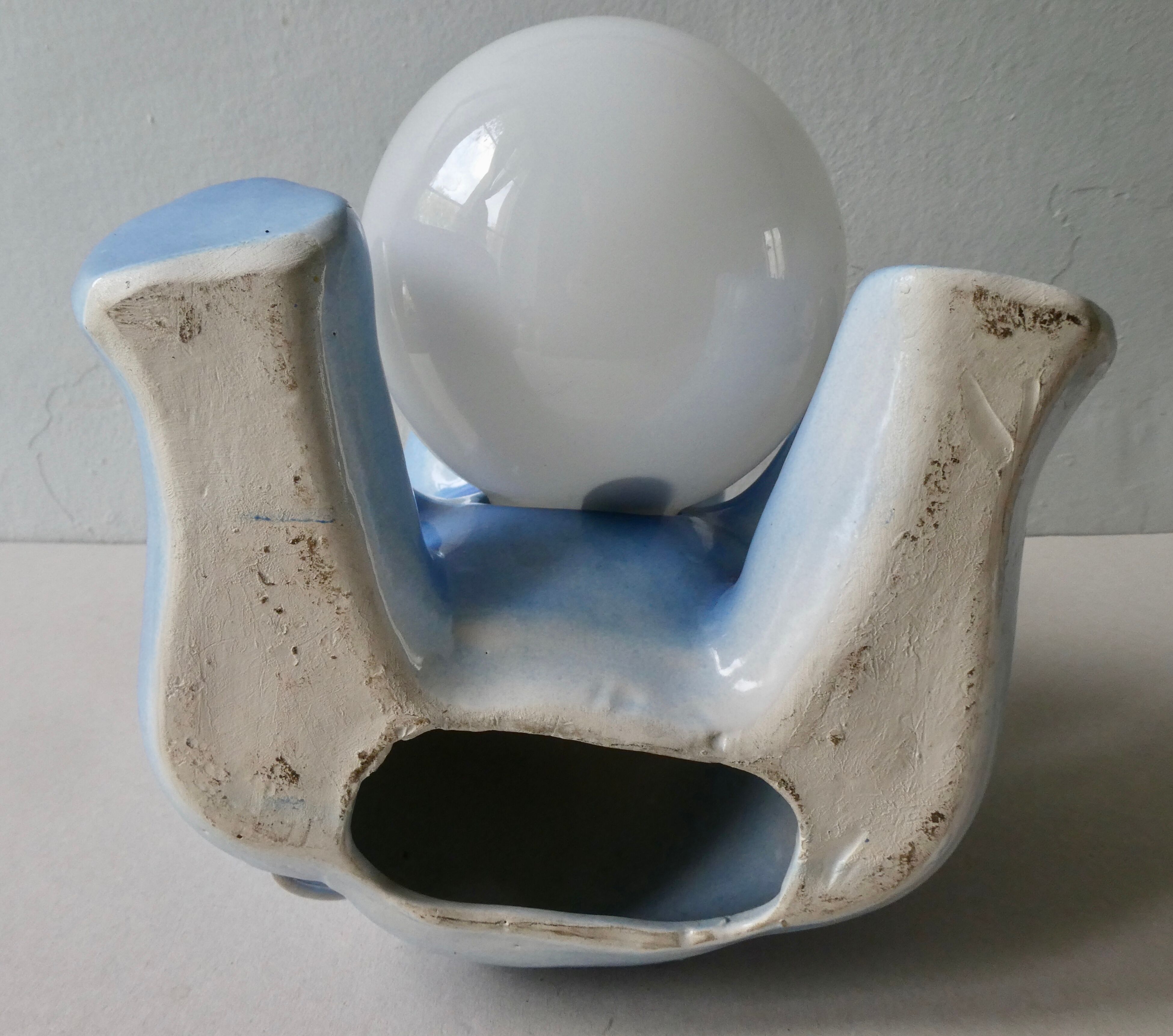 Teddy lamp in ceramic and opaline, 70s