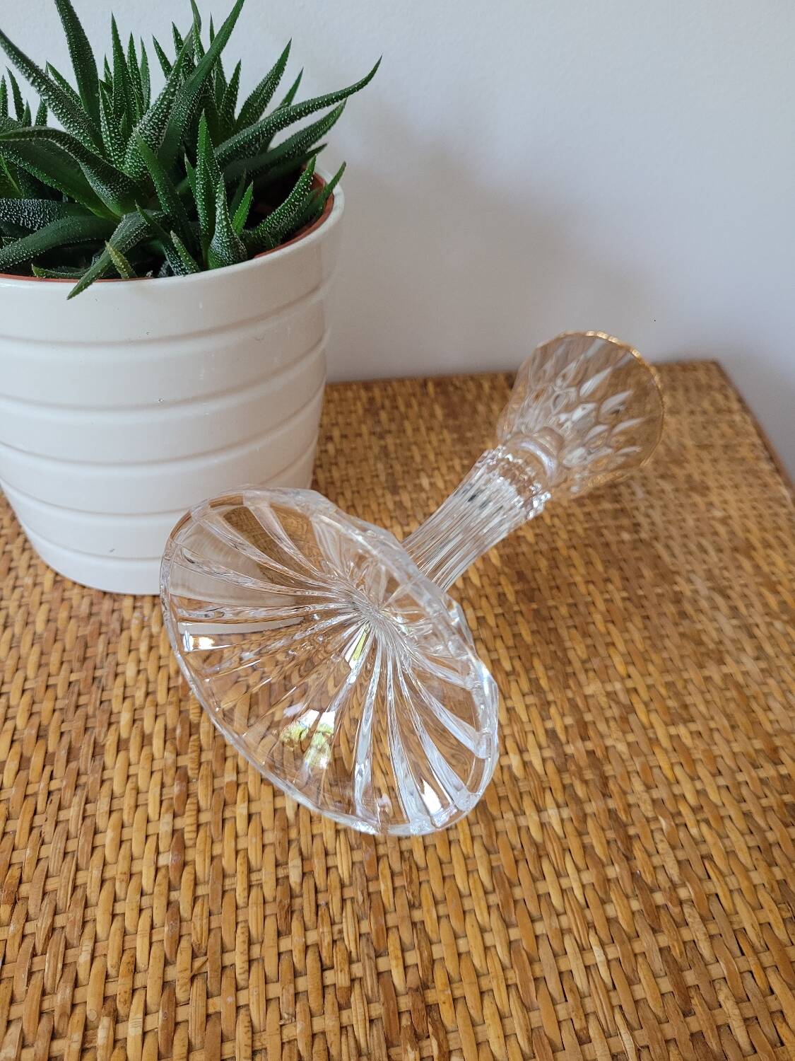 Crystal candlestick with golden rim