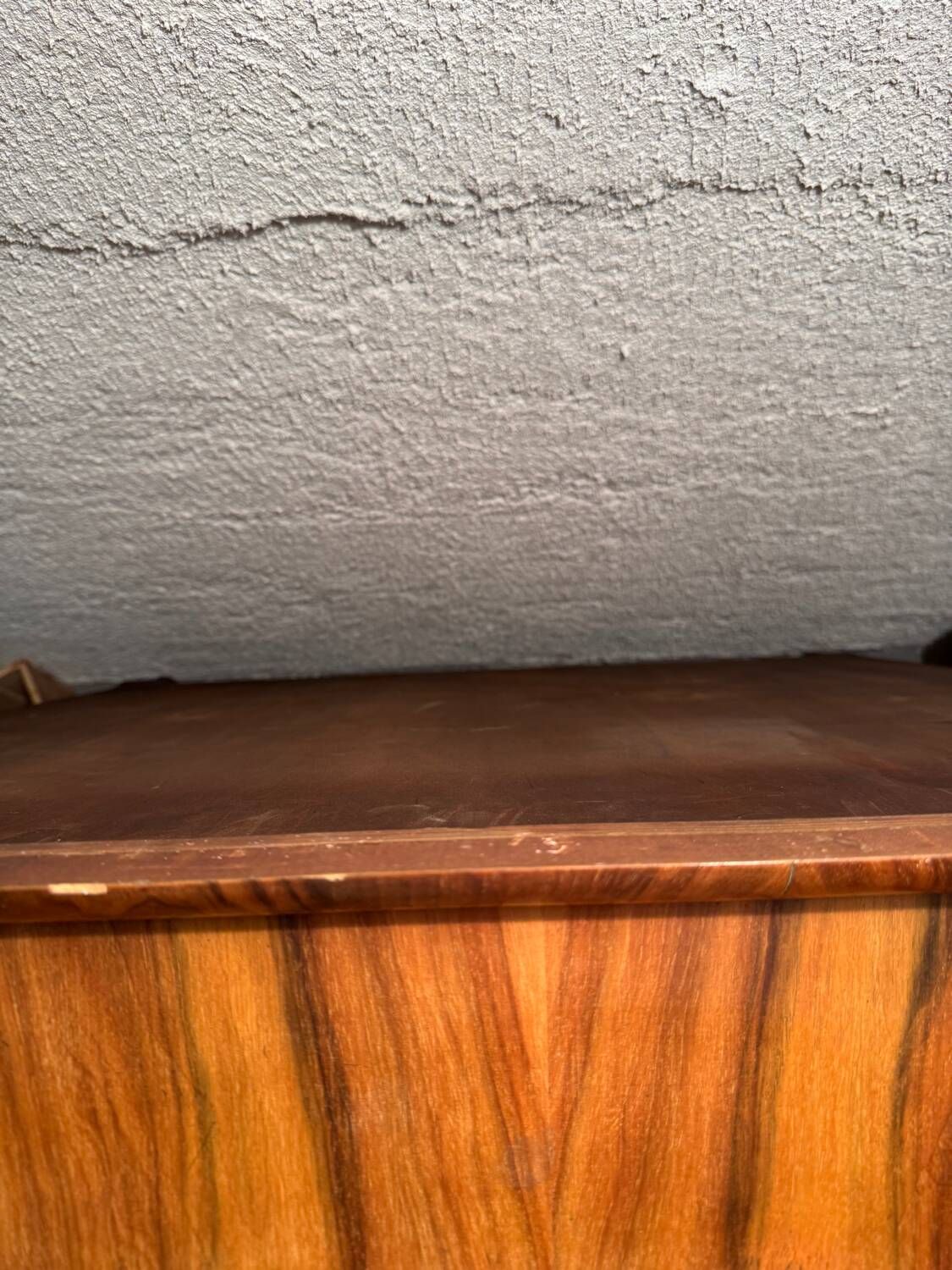 Vintage curved display case in wood and glass – Art Deco style / 1940s