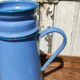 Blue coffee maker in vintage enamelled sheet metal