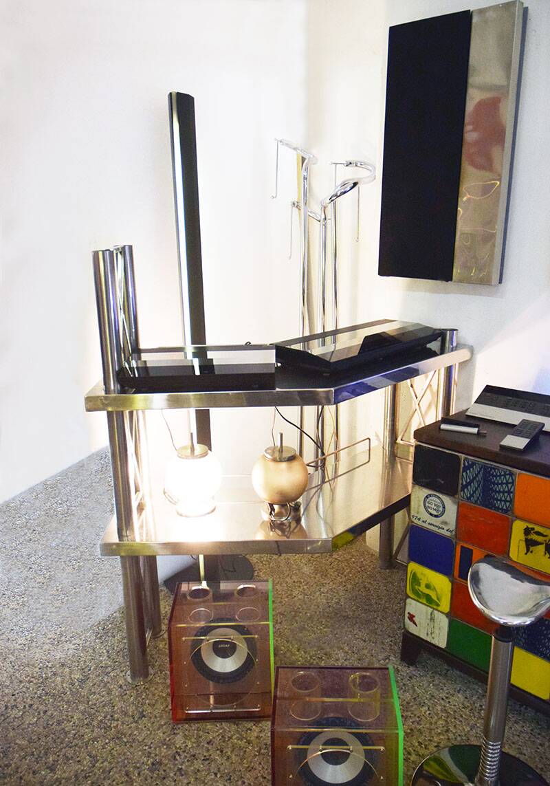 Steel console made in Italy, 1970s