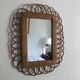 Vintage mirror 1960 sun rattan wicker rectangle - 48 x 38 cm