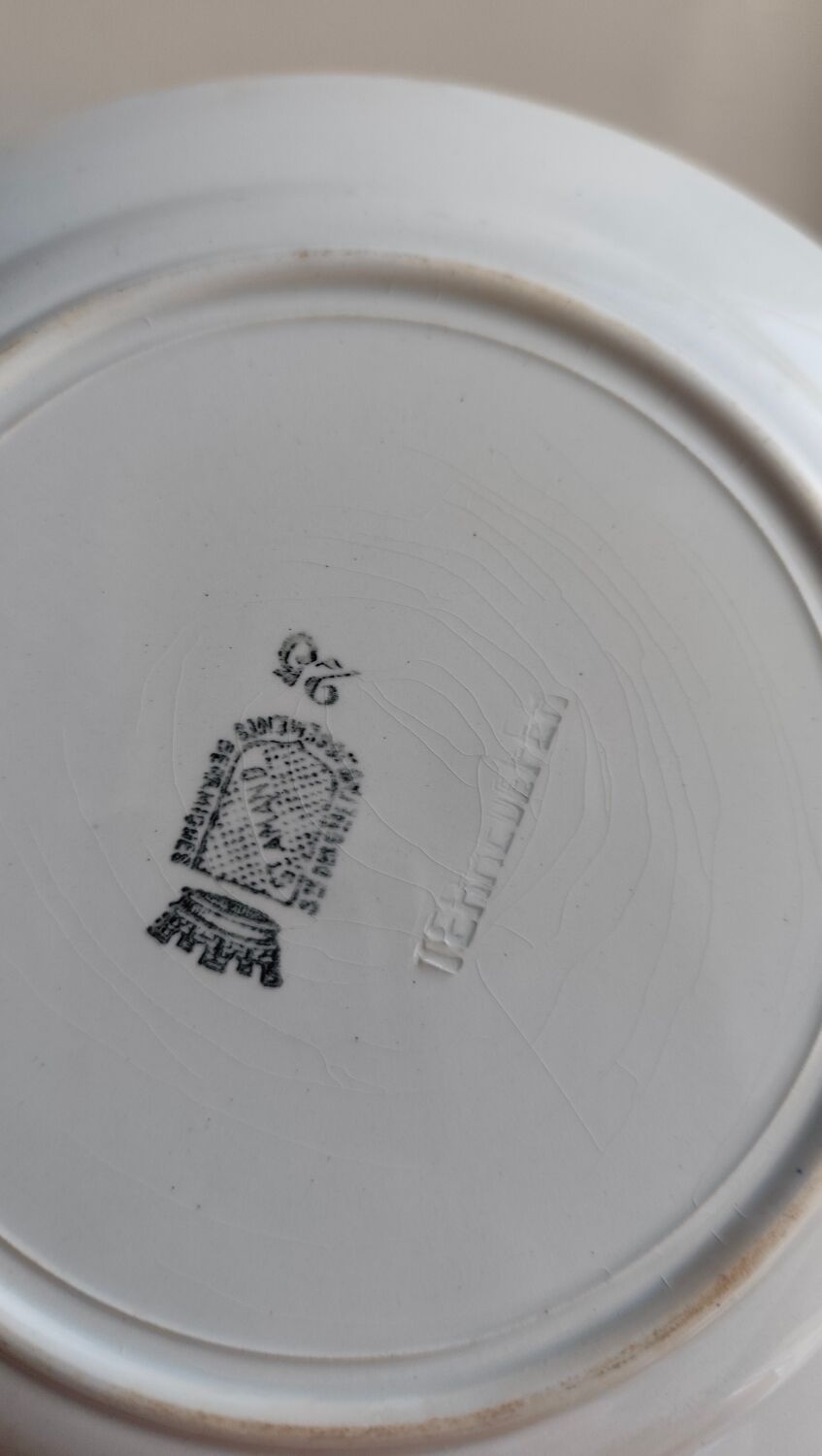 Set of 6 polychrome ironstone dessert plates