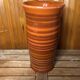 Old soulaines vase france ceramic brown & orange vintage #a393