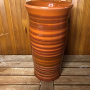 Old soulaines vase france ceramic brown & orange vintage #a393
