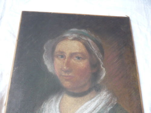 Portrait pastel woman maroufle on canvas early 19th century