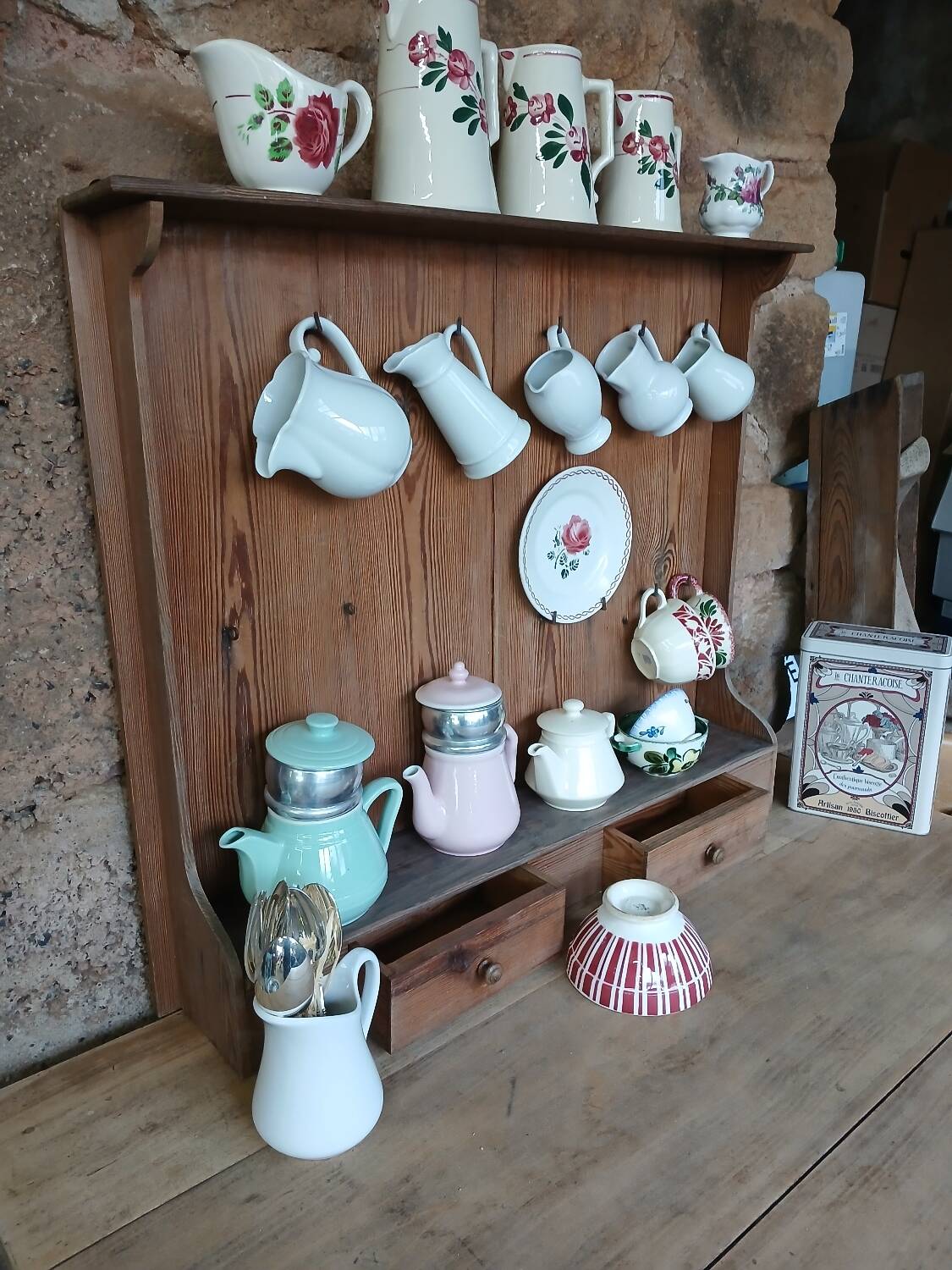 Antique wooden wall shelf