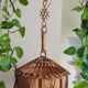 Hanging bamboo lamp with chinoiserie details by Louis Sognot, France, 1950.