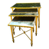 Vintage 70's nesting table in brass and mirror