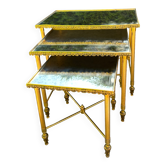 Vintage 70's nesting table in brass and mirror
